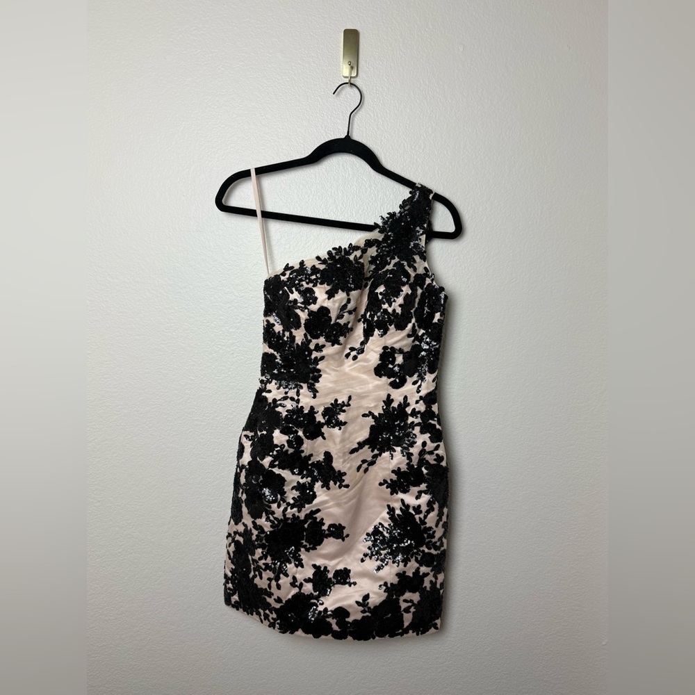 Flirt Maggie Sottero Dress Womens 4 One Shoulder Cocktail Floral Night Out